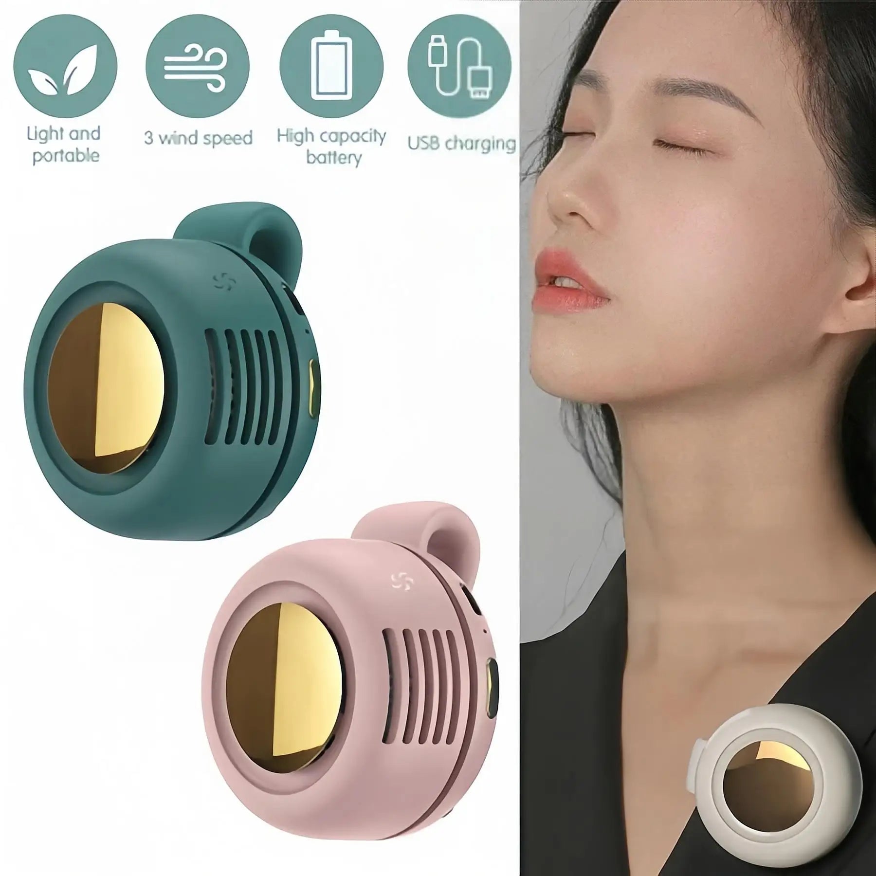 Mini Portable Fan USB Rechargeable 3-Speed